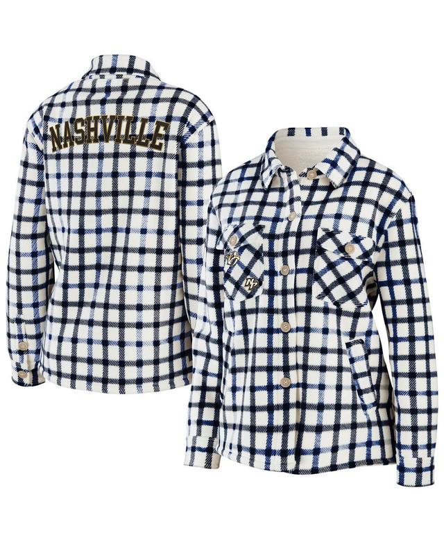 Womens Wear by Erin Andrews Oatmeal Nashville Predators Plaid Button-Up Shirt Jacket Product Image