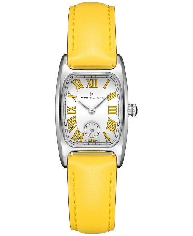 Hamilton Womens Swiss American Classic Small Second Yellow Leather Strap Watch 24x27mm Product Image