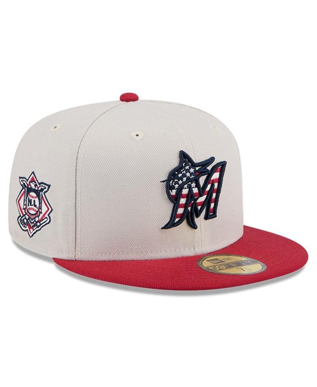 New Era Mens Red Miami Marlins 2024 Fourth of July 59FIFTY Fitted Hat Product Image