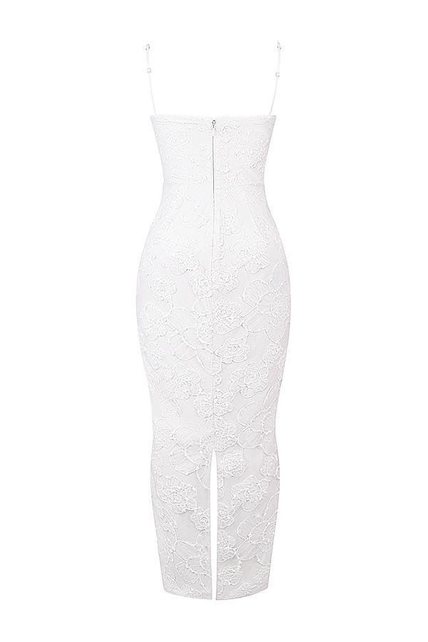 Eva White Floral Lace Maxi Dress Product Image