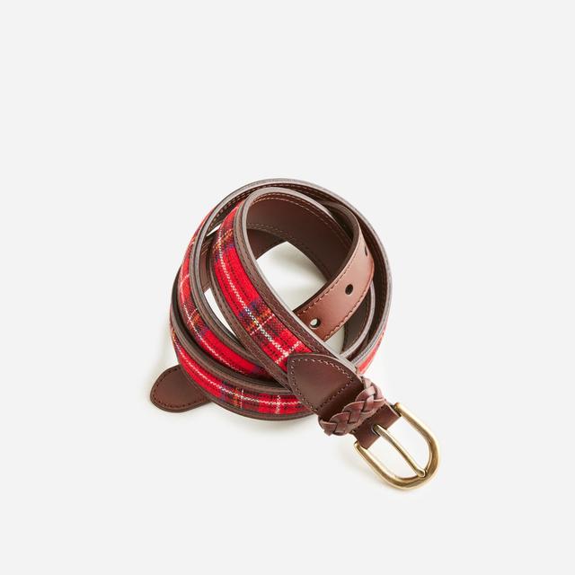 Leather belt with tartan cloth Product Image