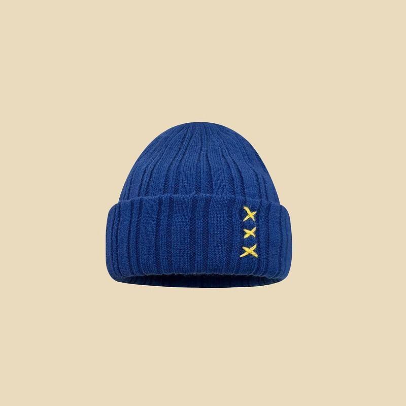 Cross Embroidered Ribbed Beanie Product Image