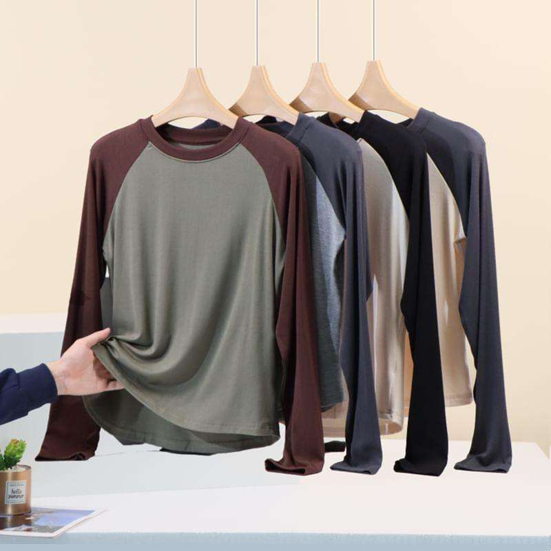 Long-Sleeve Crew Neck Raglan Tee Product Image