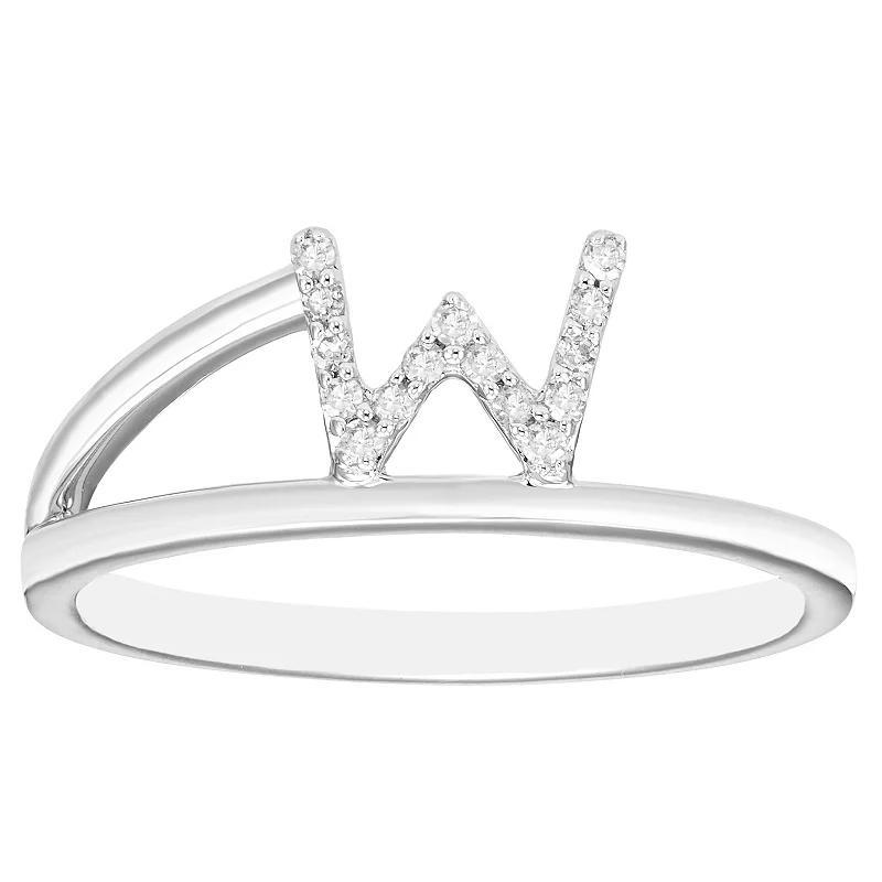 Boston Bay Diamonds Sterling Silver Diamond Accent Letter Initial Split Shank Ring, Womens Silver Tone W Product Image