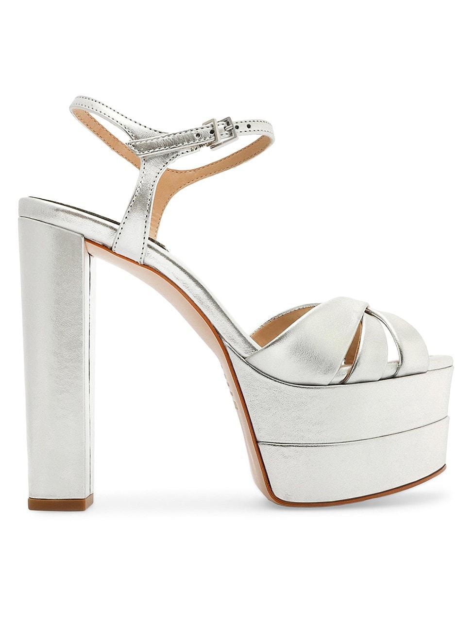 Keefa High Metallic Leather Sandal - 8 Silver Metallic Leather Product Image