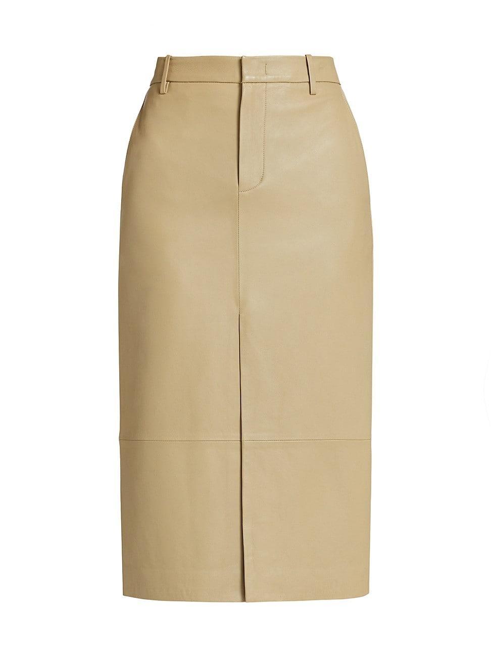 Womens Leather Pencil Midi-Skirt Product Image