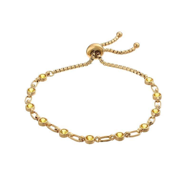 Kristen Kesho Sterling Silver Lab-Created Yellow Sapphire Tennis Adjustable Bolo Bracelet, Womens Gold Tone Product Image