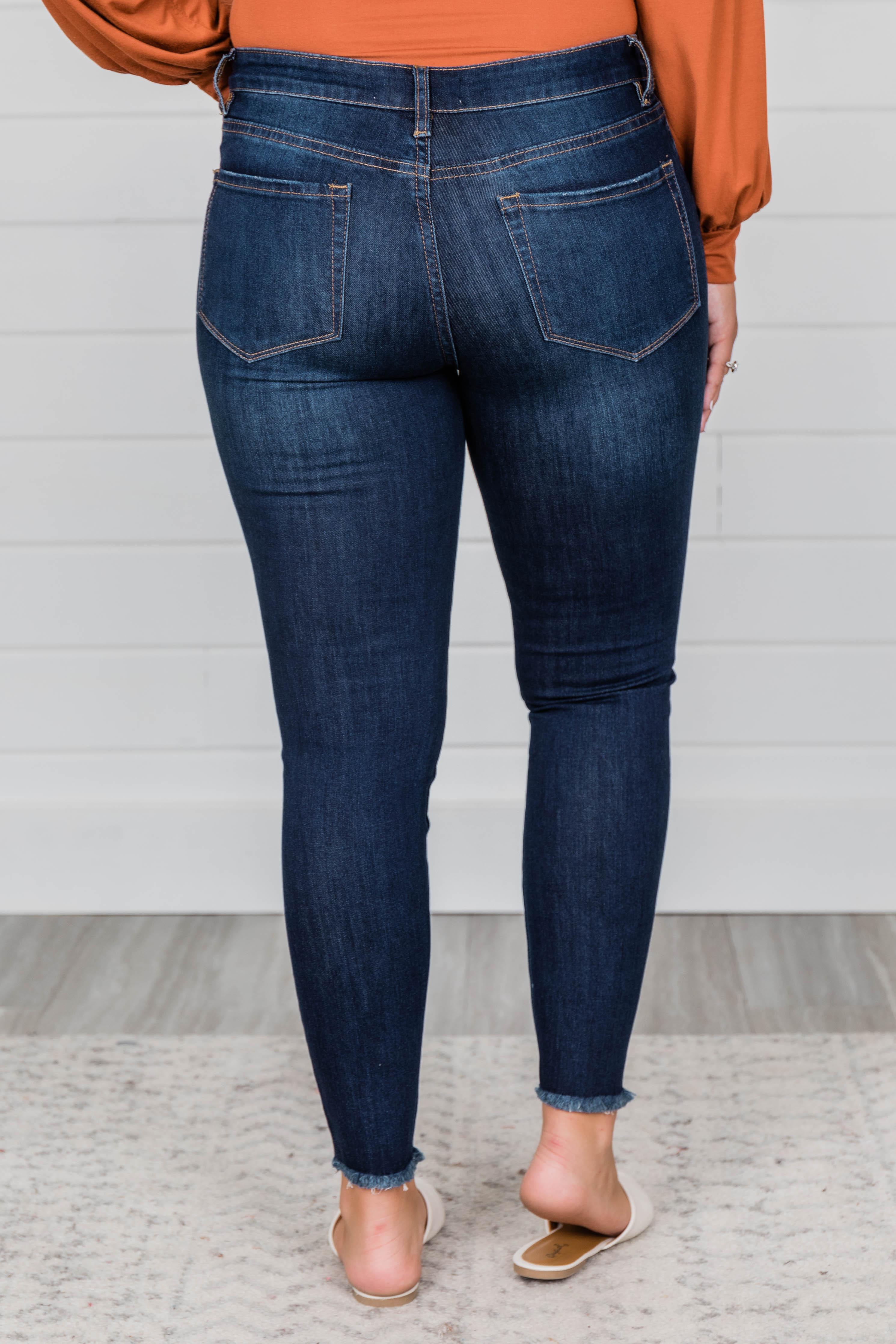 Kristy Dark Wash Distressed Skinny Jeans FINAL SALE Product Image