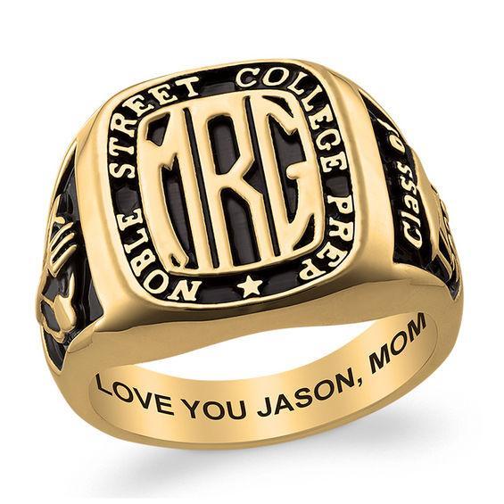 Men's Monogram Rectangular Signet Class Ring (3 Initials) Product Image