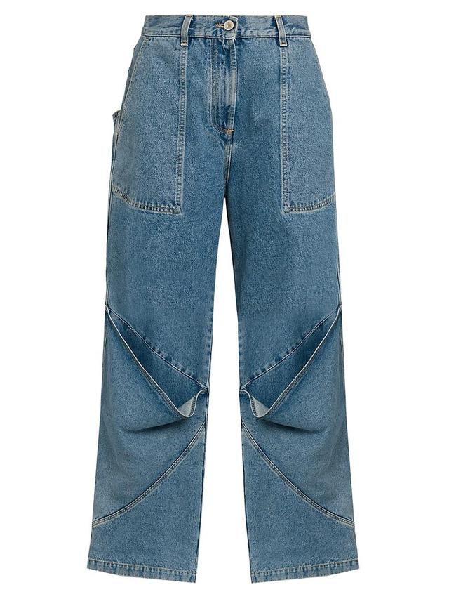 Womens Seamed Drape Wide-Leg Jeans Product Image