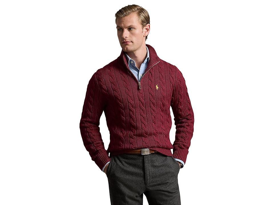 Polo Ralph Lauren Long Sleeve Cotton Cable 1/2 Zip Carpet) Men's Clothing Product Image