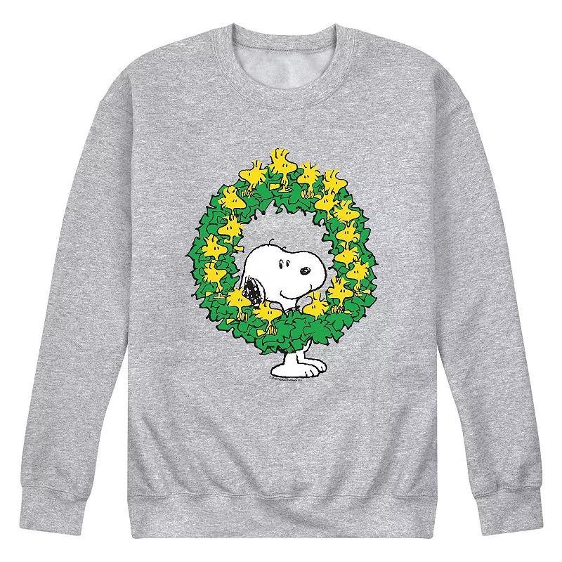 Mens Peanuts Wreath Fam Sweatshirt Athletic Grey Product Image