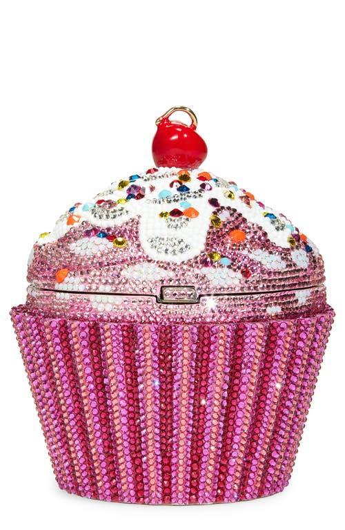 Cherry Cupcake Crystal Clutch In Silver Fuchsia Multi Product Image