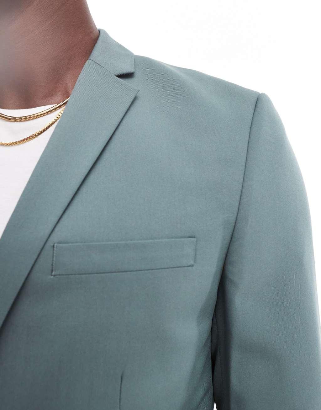 Jack & Jones slim fit suit jacket in sage green  Product Image