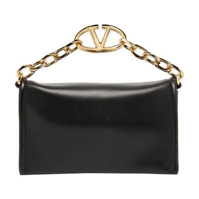 Mini Leather Vlogo Chain Clutch Bag In Black Product Image