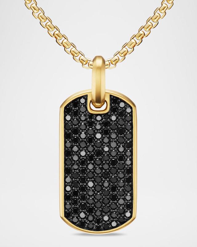 Mens Chevron Tag Enhancer with Black Diamonds in 18K Yellow Gold, 35mm Product Image