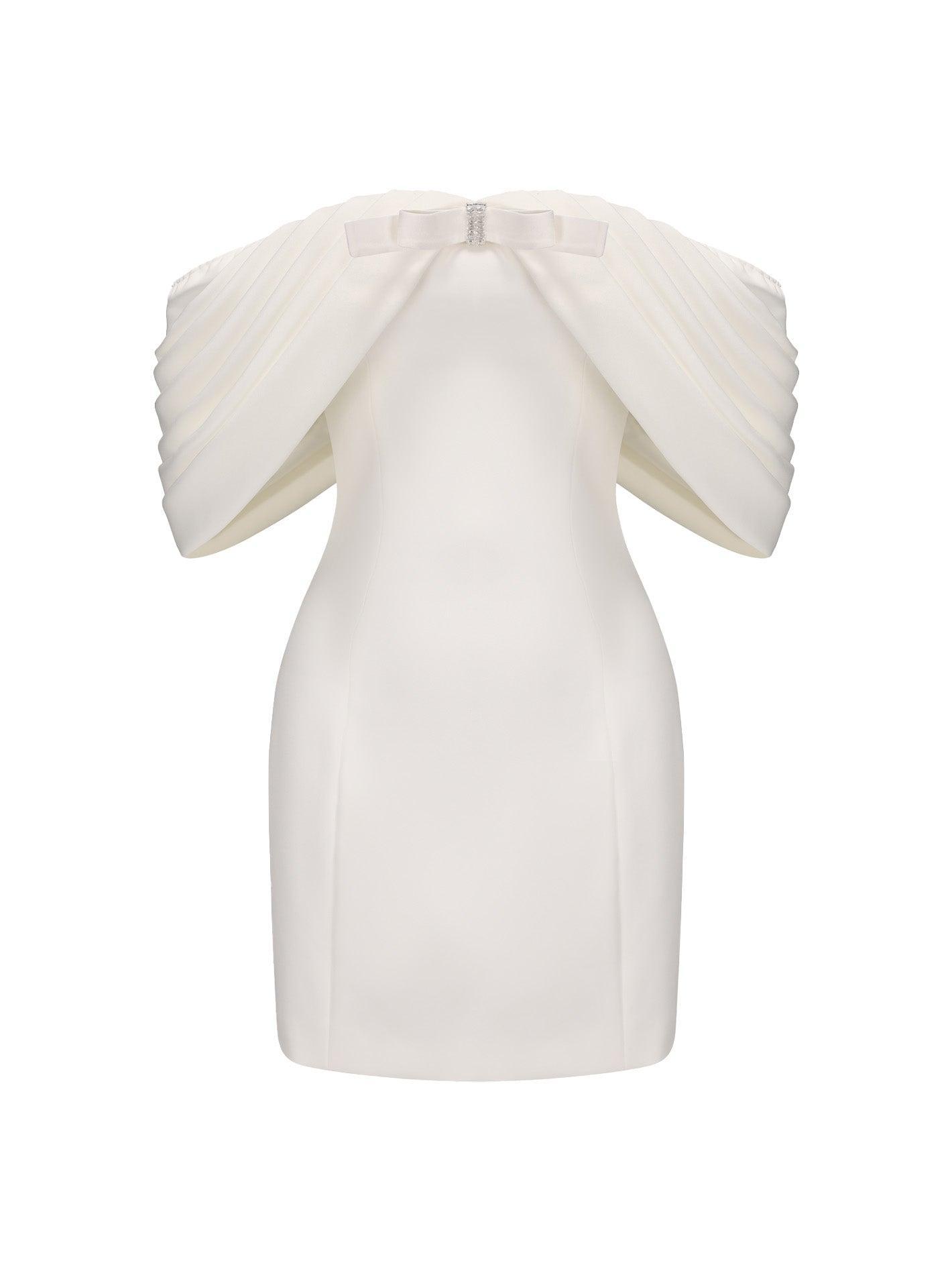 Kate Bow Dress (White) Product Image