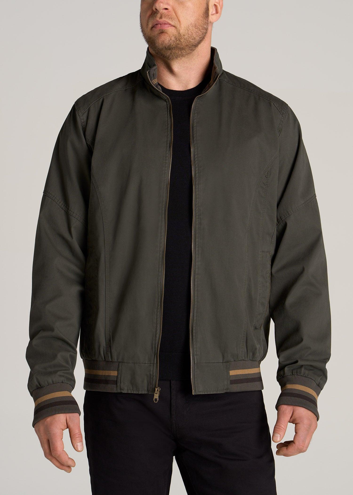 LJ&S Cotton Bomber Jackets for Tall Men in Olive Green Male Product Image