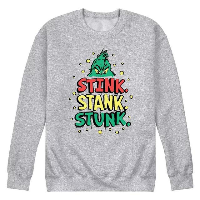 Mens Dr. Seuss The Grinch Stink Stank Stunk Fleece Sweatshirt Grey Gray Product Image