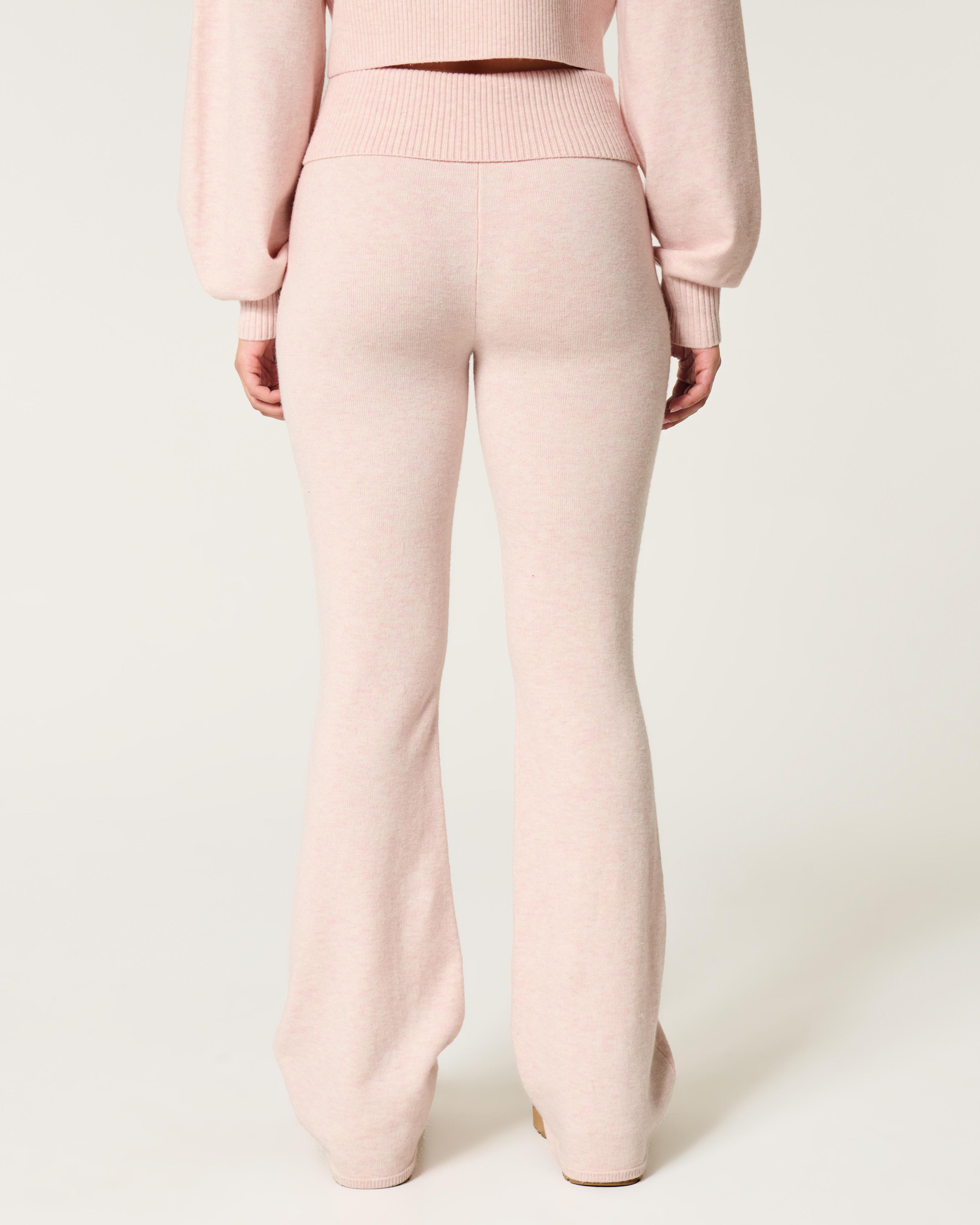 Gilly Hicks Sweater-Knit Foldover Waist Flare Pants Product Image