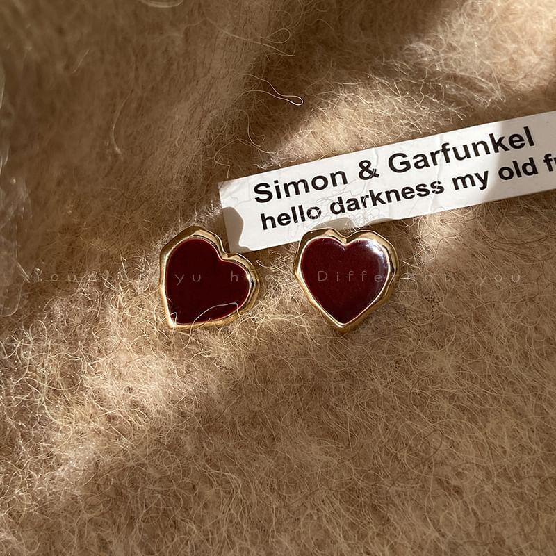 Enamel Heart Stud Earring Product Image