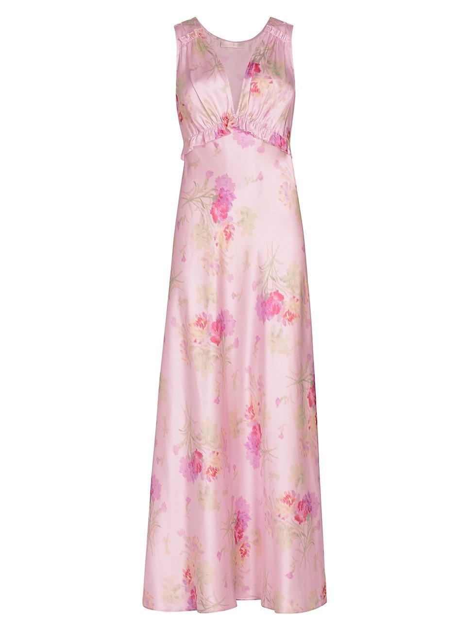 Womens Suniva Floral Silk Maxi Dress Product Image