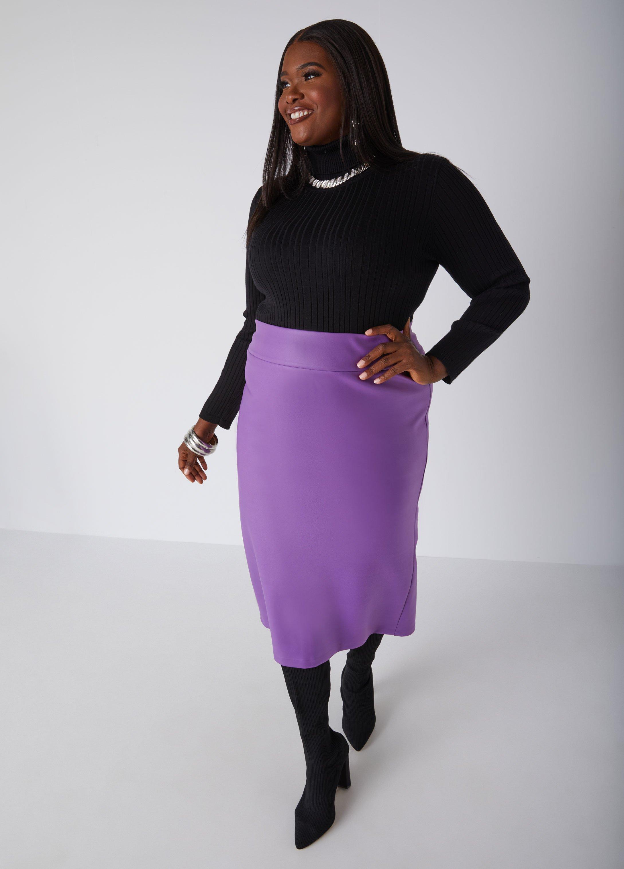 Faux Stretch Leather Midi Skirt Product Image