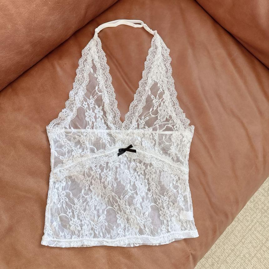 Floral Lace Halter Top Product Image