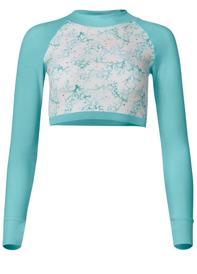 Long Sleeve Crop Swim Top - Lagoon Life Product Image