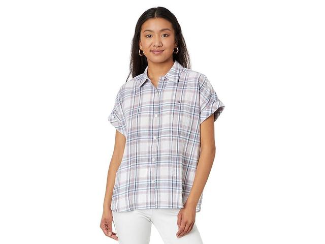 Tommy Hilfiger Short Sleeve Plaid Shirt Multi) Women's Clothing Product Image