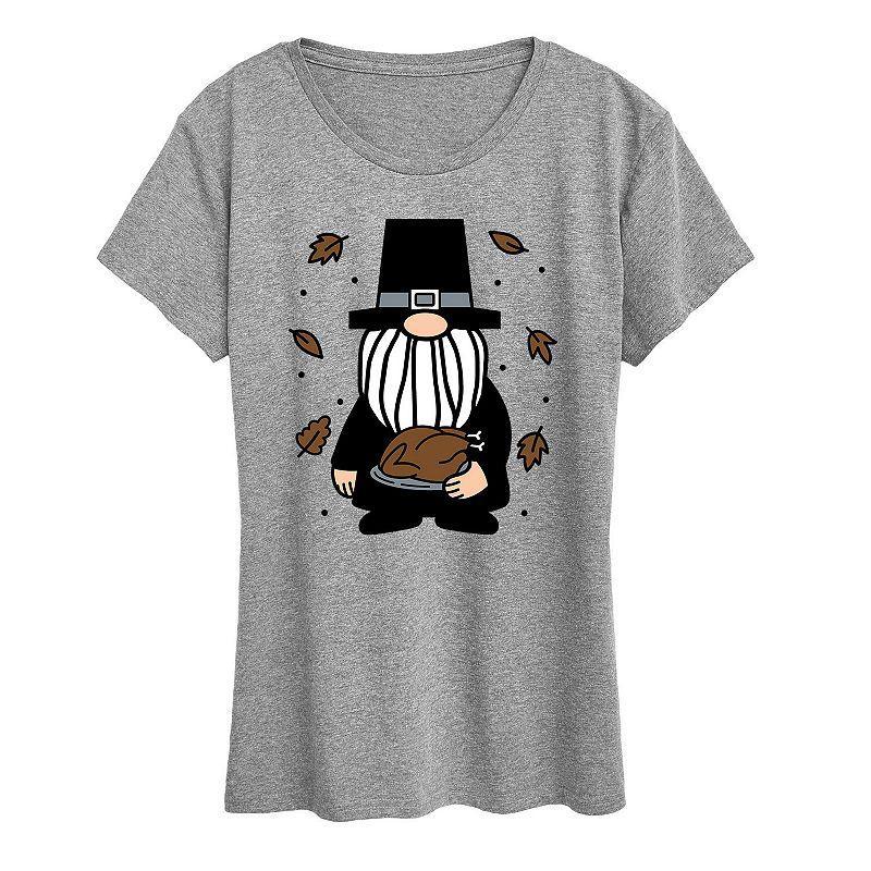 Womens Pilgrim Gnome Graphic Tee, Girls Grey Gray Product Image