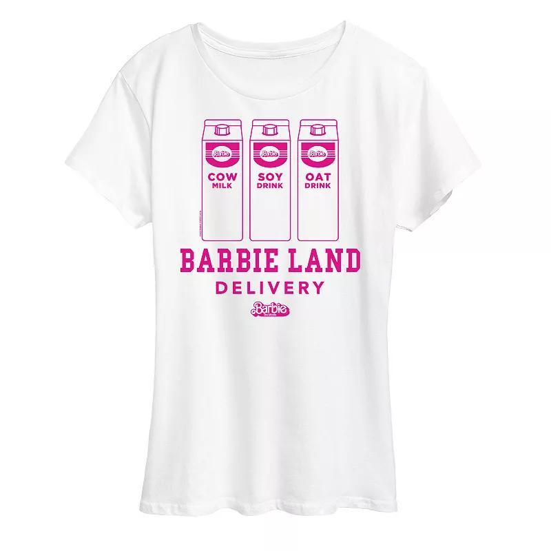 Missy Plus Barbie The Movie Barbie Land Delivery Graphic Tee, Womens Product Image