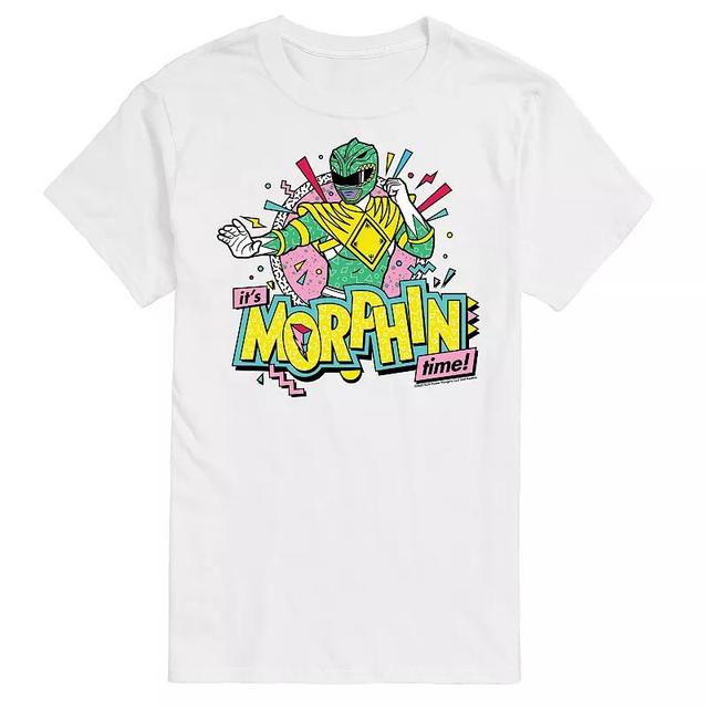 Mens Power Rangers Morphin Time Green Graphic Tee Beige Product Image