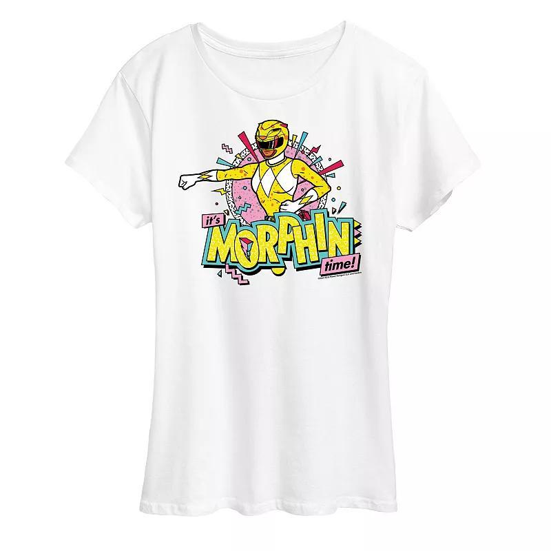 Womens Power Rangers Morphin Yellow Graphic Tee Grey Gray Product Image