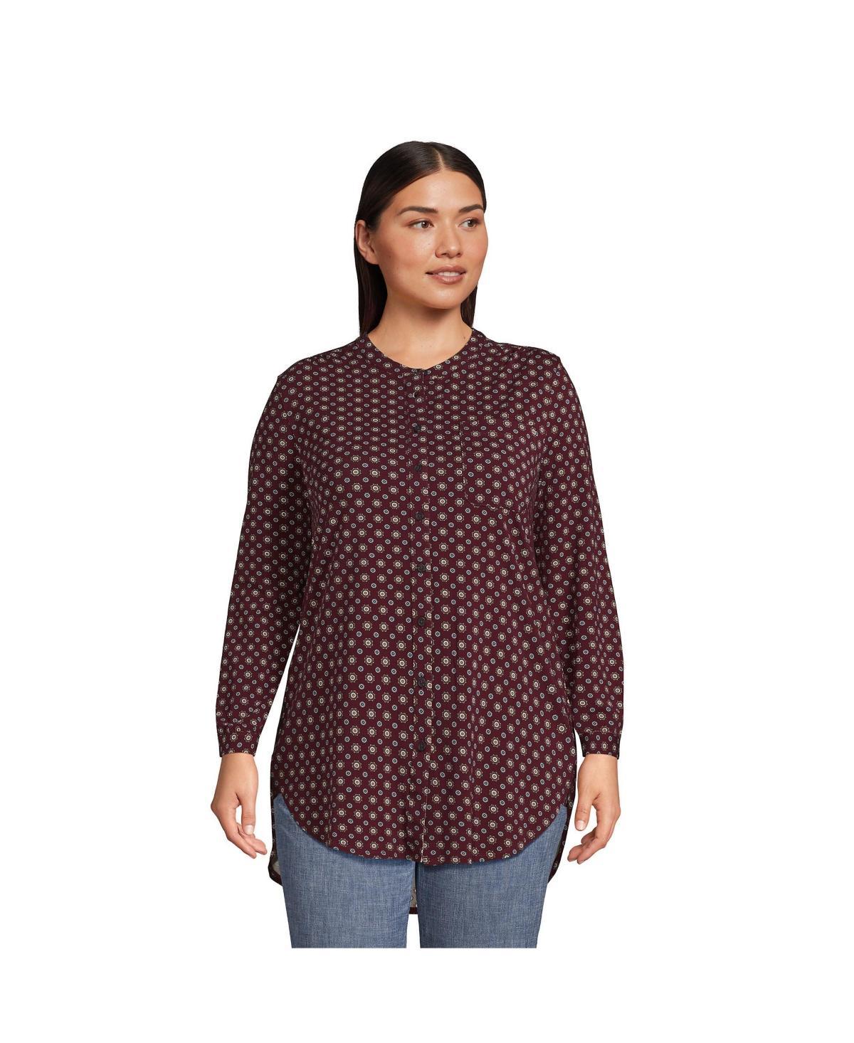 Lands End Plus Size Long Sleeve Jersey A-line Tunic Product Image