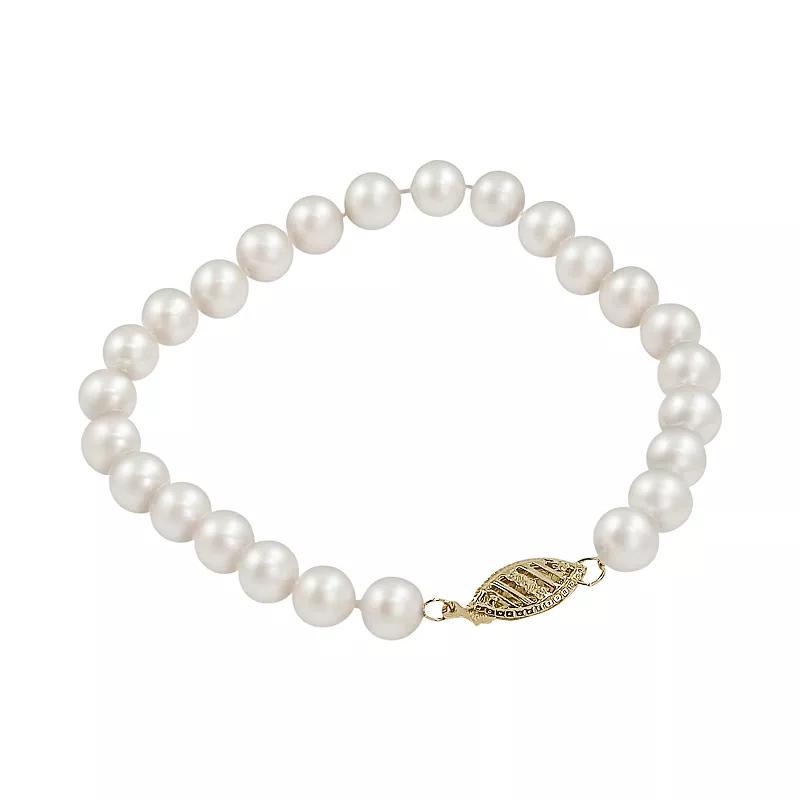 10k Gold Freshwater Cultured Pearl Bracelet - 7-in., Womens White Product Image