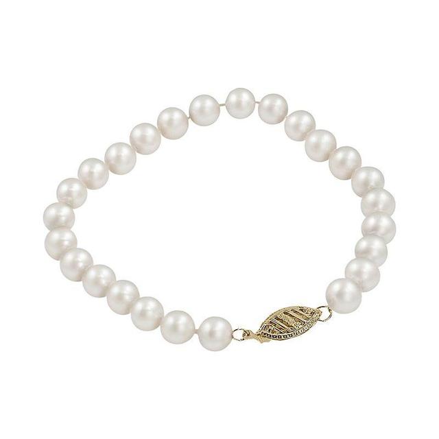 10k Gold Freshwater Cultured Pearl Bracelet - 7-in., Womens White Product Image