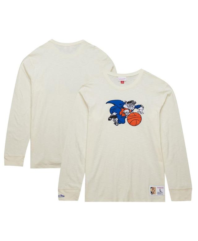 Mitchell & Ness Mens Cream New York Knicks Hardwood Classics Vintage-like Long Sleeve T-Shirt Product Image