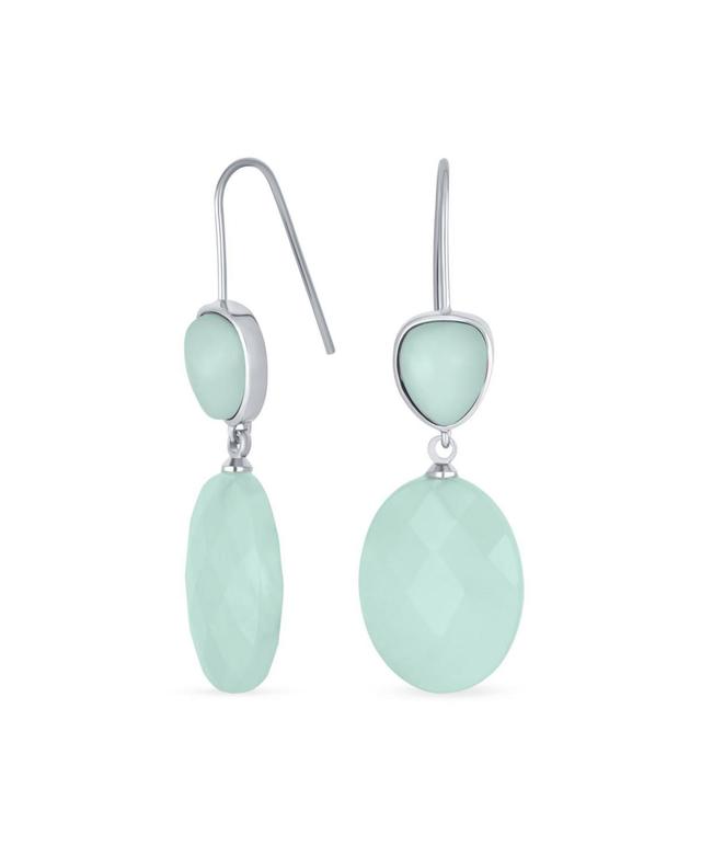 Bling Jewelry Elegant Gemstone Teardrop Accent Natural Briolette Soft Mint Light Faceted Oval Drop Earrings For Women Fish Hook - Gree Product Image