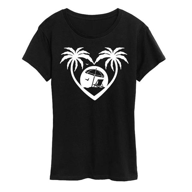 Womens Palm Trees Heart Scene Graphic Tee Product Image