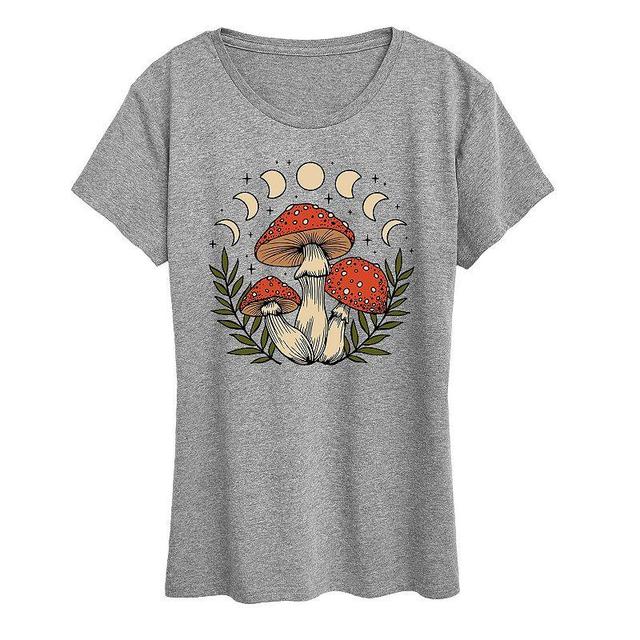 Womens Fall Mushrooms Graphic Tee, Girls Grey Gray Product Image