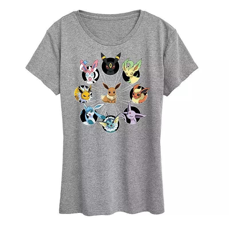 Womens Pokemon Eevee Evolution Graphic Tee Grey Gray Product Image