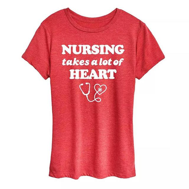 Womens Nursing Takes A Lot Of Heart Graphic Tee Product Image