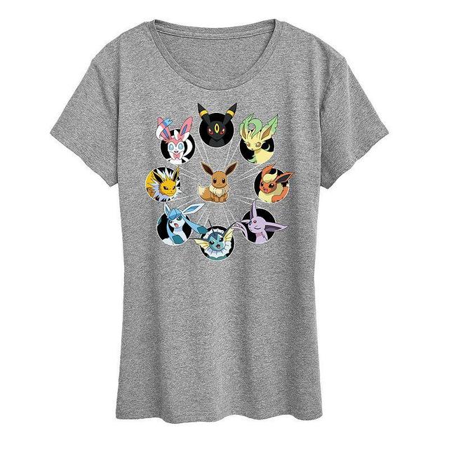 Womens Pokemon Eevee Evolution Graphic Tee Grey Gray Product Image