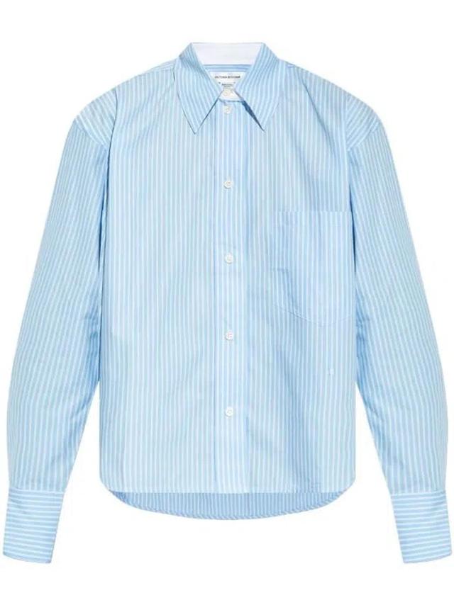 Cropped Long Sleeve Shirt In Blue Product Image