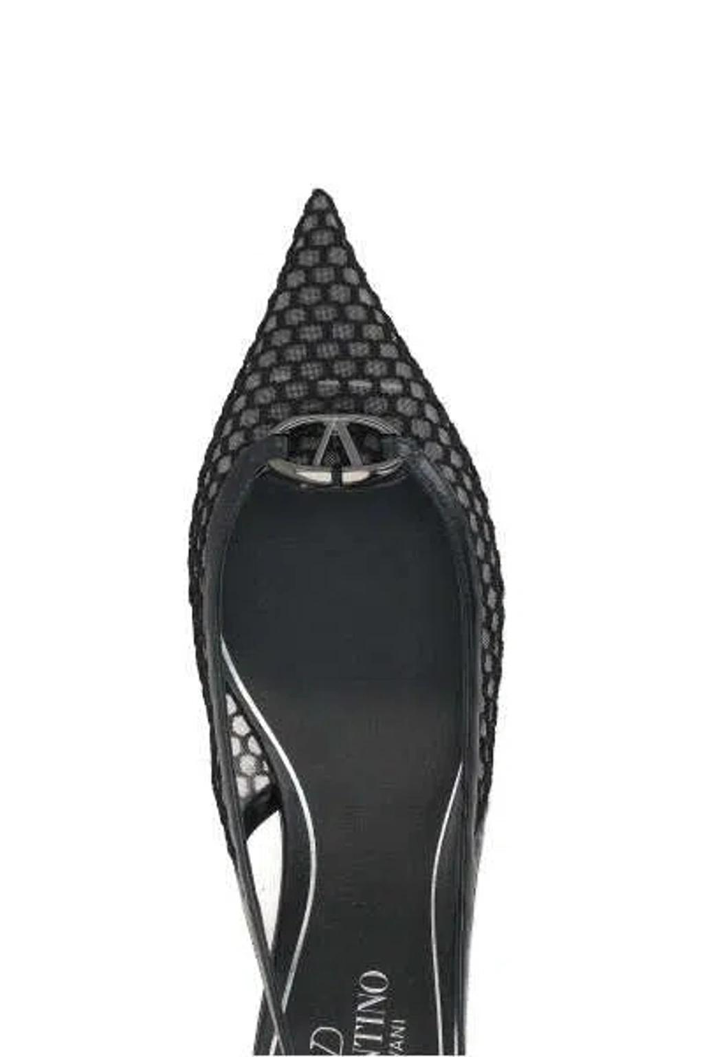 VALENTINO GARAVANI Valentino Vlogo Mesh Slingback Pumps In Black Product Image