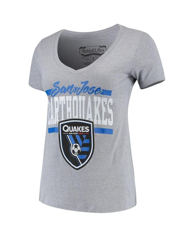 Womens Mitchell & Ness Gray San Jose Earthquakes MVP Bar Graphic T-Shirt Product Image