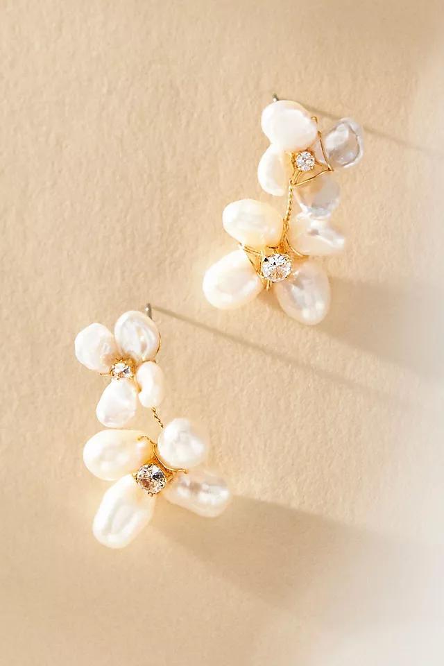 Heishi Pearl Flower Cluster Drop Earrings Product Image