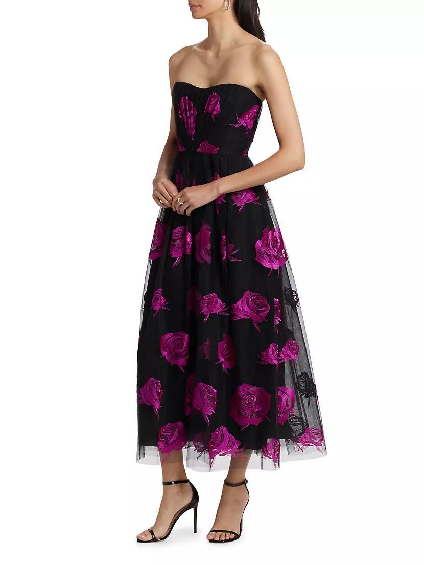 Perle Floral Tulle Strapless Maxi Dress Product Image