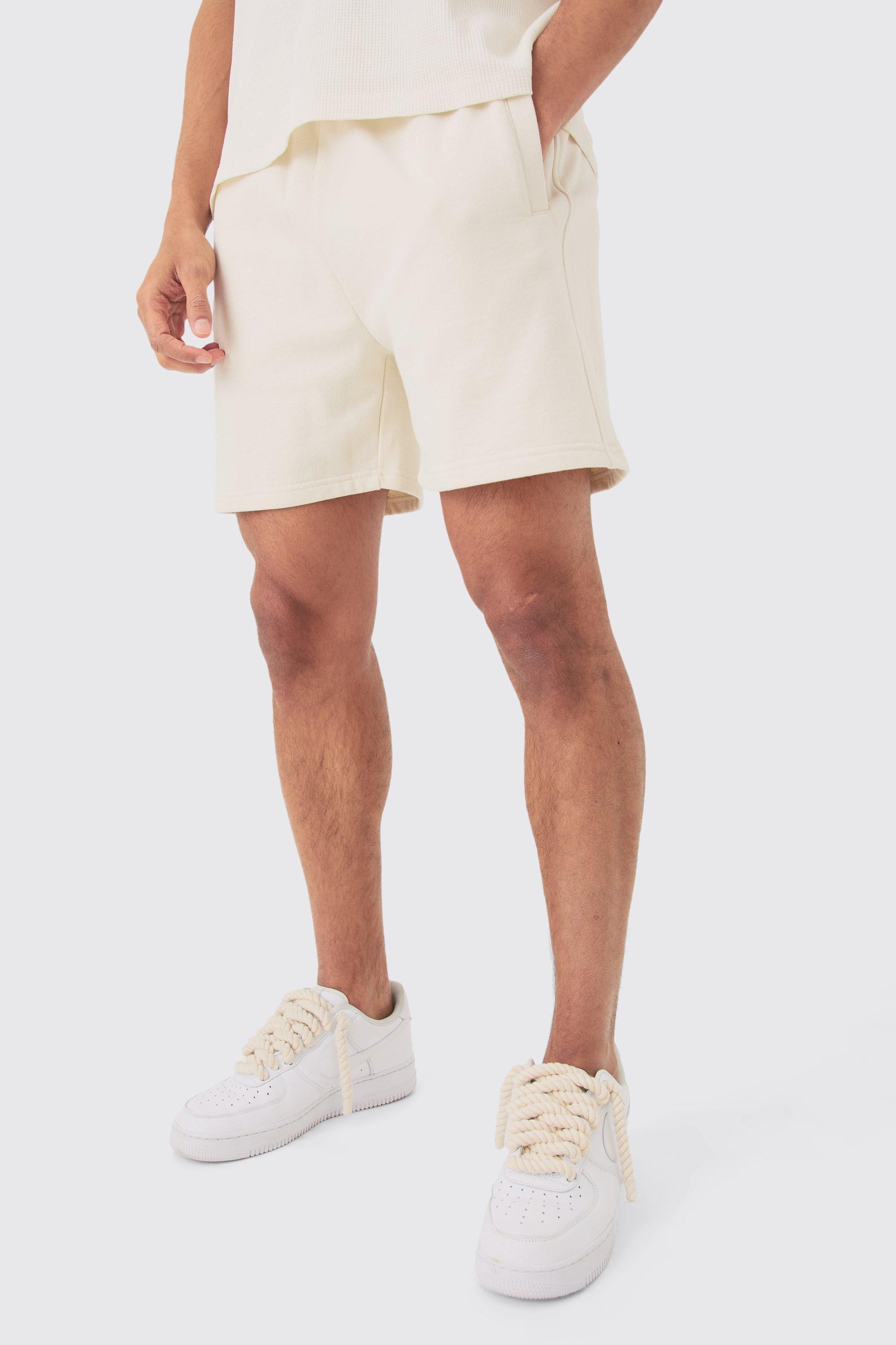 Mens Cream Relaxed Fit Short Length Heavyweight Short, Cream Product Image